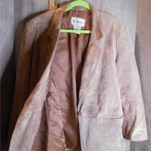 LL Bean Women's Suede Leather Single Button Blazer Size 12 Petite - Picture 3 of 9